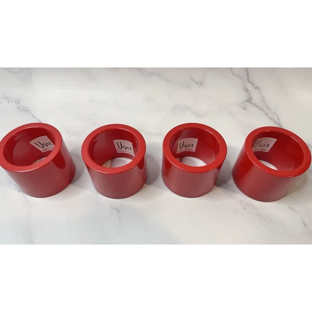 Vintage MCM Ugna Made In Japan Cherry Red Napkin Rings